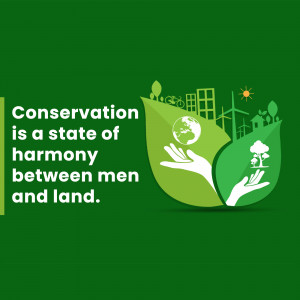Illustration depicting conservation with hands cradling the Earth within a green leaf.