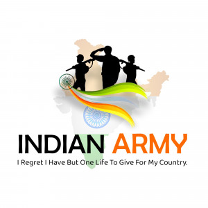 Indian Army logo with silhouette of soldiers and Indian flag colors