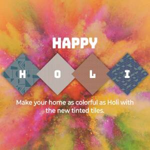 Happy Holi - Colorful Tiles Promotion Branding Post For Telegram