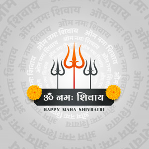 Maha Shivaratri greeting with Trishul and Om Namah Shivaya text