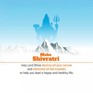 Silhouette of Lord Shiva against a mountain backdrop with Maha Shivratri text
