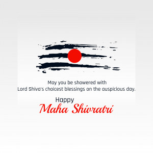 Maha Shivaratri greeting card with a red circle representing the moon and brush strokes