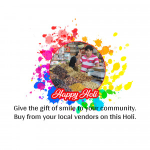 Happy Holi - Support Local Vendors Graphic For LinkedIn