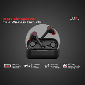boAt Airdopes 281 wireless earbuds in charging case