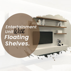 Modern Entertainment Unit With Floating Shelves Artwork For Google Business Profile