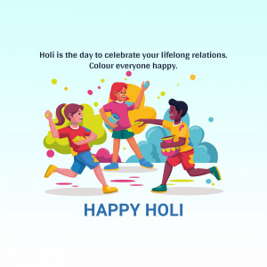 Illustration of children playing Holi with colors
