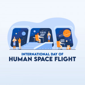 International Day Of Human Space Flight Illustration Marketing Image For Telegram