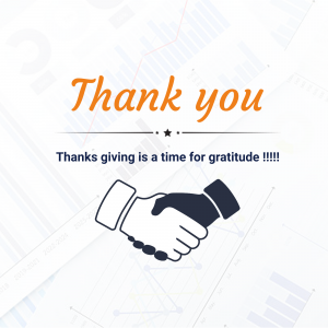 Image depicting a handshake with the text 'Thank You' and 'Thanks giving is a time for gratitude'.