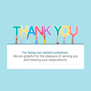 People holding up letters spelling 'THANK YOU' with a thank you message below.