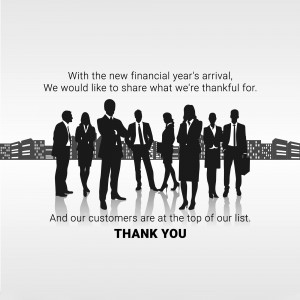 Silhouettes of business professionals with a thank you message.