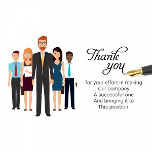 Illustration of a diverse team of professionals with a 'Thank You' message.