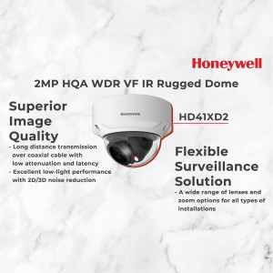 Honeywell HD41XD2 2MP WDR VF IR Rugged Dome security camera