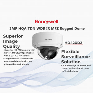 Honeywell HD42XD2 2MP HQA TDN WDR IR MFZ Rugged Dome Camera