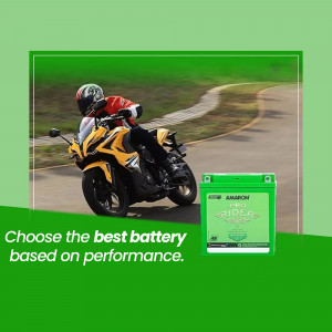 Motorcycle with Amaron Pro Rider battery displayed