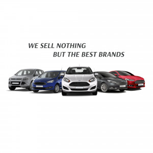 A lineup of various car brands displayed with the text 'We sell nothing but the best brands'.