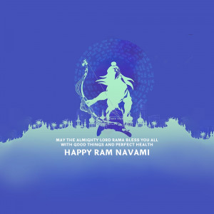 Illustration of Lord Rama with a bow and arrow, celebrating Ram Navami