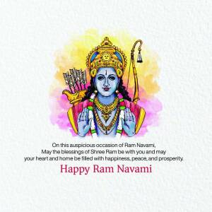 Illustration of Lord Rama with a bow and arrow, celebrating Ram Navami
