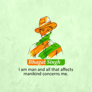 Bhagat Singh Portrait With Quote Poster For LinkedIn