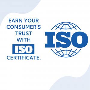ISO Certification logo with text promoting earning consumer trust.