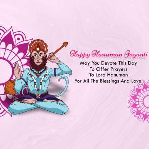 Hanuman Jayanti image with Lord Hanuman in a meditative pose