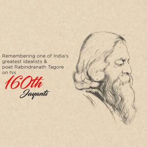 Rabindranath Tagore 160th Jayanti Business Poster For X