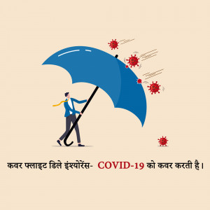 Illustration of a person holding an umbrella shielding from viruses.