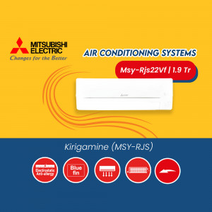 Mitsubishi Electric Kirigamine MSY-RJS air conditioning unit with product features.