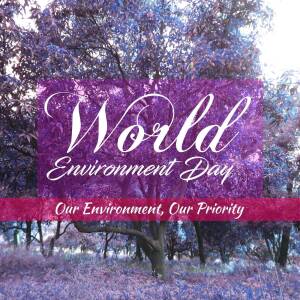 World Environment Day graphic with trees and text