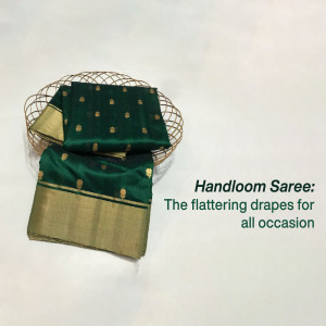 Elegant Emerald Green Handloom Saree Post For Pinterest