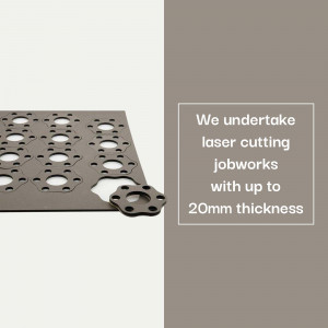 Laser cut metal parts and text advertising laser cutting jobworks