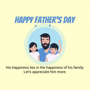 Illustration of a father with his two children, celebrating Father's Day.
