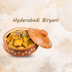 A close-up of Hyderabadi Biryani served in a traditional clay pot.