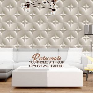 Living room with a textured 3D wall panel and a white sofa
