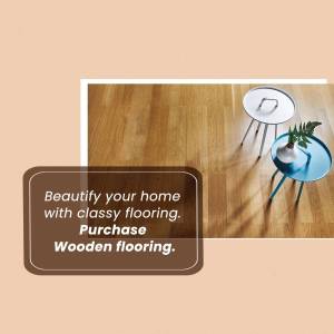 Image of a room with wooden flooring and furniture, promoting wooden flooring purchase.
