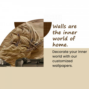 A promotional image featuring a sailing ship mural on a wall with text about customized wallpapers.
