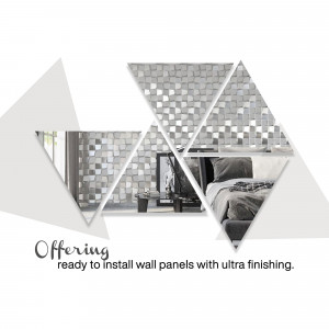 Geometric wall panels in a bedroom setting