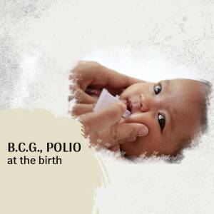 A baby receiving BCG and Polio vaccination at birth.