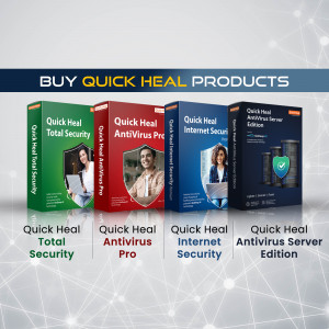 Display of various Quick Heal Antivirus product boxes