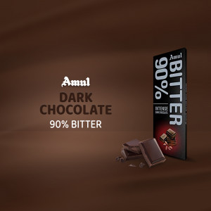 Amul 90% Dark Chocolate bar with broken pieces