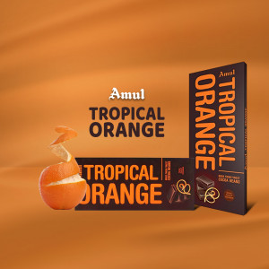 Amul Tropical Orange chocolate bar with orange fruit