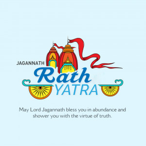 Colorful illustration of Rath Yatra chariots with the text 'Rath Yatra'