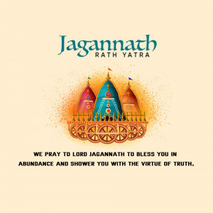 Illustration of three decorated chariots for the Jagannath Rath Yatra festival