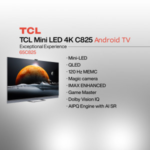 TCL C825 65-inch Mini-LED 4K Android TV with stunning display