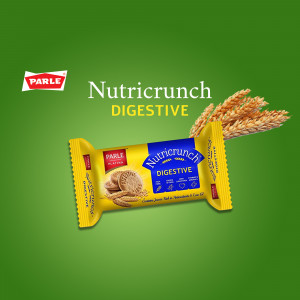 Parle Nutricrunch Digestive biscuit pack on a green background