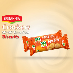 Pack of Britannia 50-50 Time Pass Biscuits