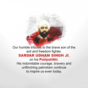 Sardar Udham Singh Ji Punyathithi Branding Post For WhatsApp
