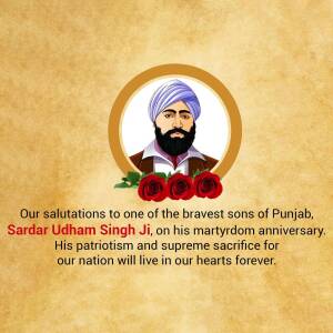 Sardar Udham Singh Ji Martyrdom Anniversary Artwork For Instagram