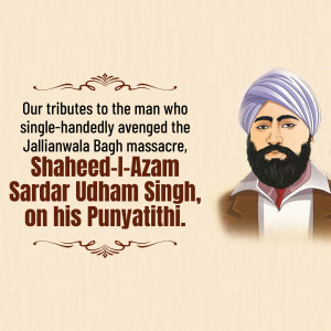 Shaheed-I-Azam Sardar Udham Singh Punyathithi Flyer For Telegram