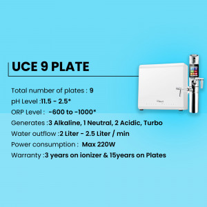 UCE 9 Plate Water Ionizer with specifications