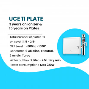 UCE 11 Plate Water Ionizer with specifications